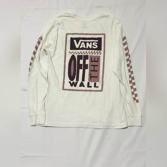 Vans Off The Wall Long Sleeve Tee Oversized S 18–22 P2P Checker Sleeve Fits M-L - Picture 2 of 3